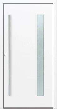 Drzwi zewnętrzne do domu aluminiowe 90 mm RC2 na wymiar klamka i antaba inox Premium Alu P90 energooszczędne z szybą białe M04