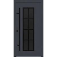 Drzwi zewnętrzne wejściowe do domu stalowo aluminiowe 82 mm DS82 U <= 0,89 antaba czarna szyba ciemna lustro weneckie Program Czyste Powietrze C35