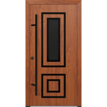 Drzwi zewnętrzne wejściowe do domu stalowo aluminiowe 82 mm DS82 U <= 0,89 antaba czarna szyba ciemna lustro weneckie Program Czyste Powietrze C32