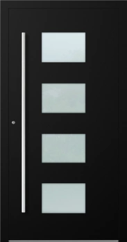 Drzwi zewnętrzne wejściowe domu aluminiowe na wymiar 90mm RC2 pochwyt/antaba Premium KOBBE energooszczędne RAL na zamówienie czarne M211