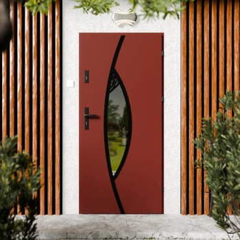 Maestro Black CK drzwi zewnętrzne 72 mm z klamką czarną energooszczędne Ud-1.3 przeszklone lustro weneckie szyba mleczna Program Czyste Powietrze