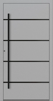 Drzwi zewnętrzne do domu aluminiowe 75 mm na wymiar klamka i antaba czarna Superial SL75 Blackline energooszczędne bez szyby szare M22