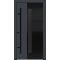 Drzwi zewnętrzne wejściowe do domu stalowo aluminiowe 82 mm DS82 U <= 0,89 antaba czarna szyba ciemna lustro weneckie Program Czyste Powietrze M66