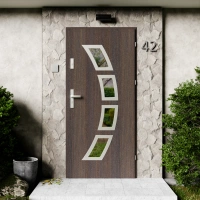 Cinea Inox CK drzwi zewnętrzne 72 mm z klamką energooszczędne Ud-1.3 przeszklone lustro weneckie szyba mleczna Program Czyste Powietrze