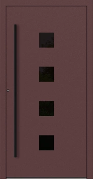 Drzwi zewnętrzne wejściowe domu aluminiowe na wymiar 90mm RC2 pochwyt/antaba Premium KOBBE energooszczędne RAL na zamówienie czerwono brązowe M23