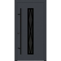 Drzwi zewnętrzne wejściowe do domu stalowo aluminiowe 82 mm DS82 U <= 0,89 antaba czarna szyba ciemna lustro weneckie Program Czyste Powietrze C24