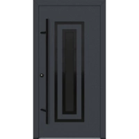 Drzwi zewnętrzne wejściowe do domu stalowo aluminiowe 82 mm DS82 U <= 0,89 antaba czarna szyba ciemna lustro weneckie Program Czyste Powietrze C31