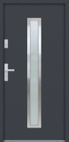 Drzwi zewnętrzne do domu stalowo aluminiowe 68 mm z szybą i klamką inox ATU68 antracyt db703 Program Czyste Powietrze M600
