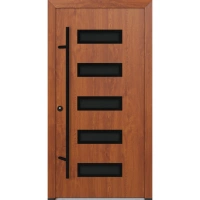 Drzwi zewnętrzne wejściowe do domu stalowo aluminiowe 82 mm DS82 U <= 0,89 antaba czarna szyba ciemna lustro weneckie Program Czyste Powietrze C31