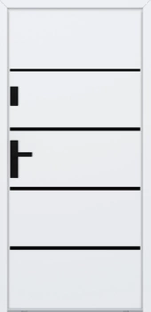 Drzwi zewnętrzne do domu stalowo aluminiowe 68 mm z czarnymi okuciami ATU68 białe Program Czyste Powietrze M522