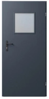 Drzwi techniczne 40 mm do pomieszczeń gospodarczych piwnicy garażu komórki WC boczne tylne z klamką z szybą satynową kwadratową antracyt
