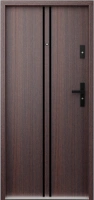 Ekonomiczne drzwi wewnątrzklatkowe wejściowe do mieszkania z klatki schodowej 55 mm stalowe mahoń A7